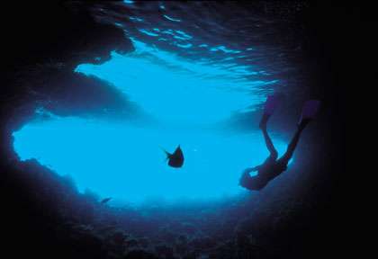 Blue hole aux Bahamas